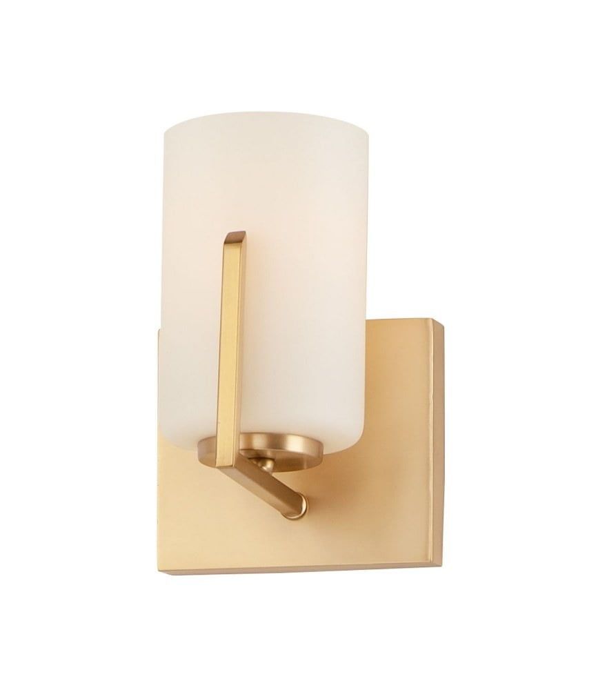 Modernist Dart Satin Brass Wall Sconce with Frosted Glass Shade