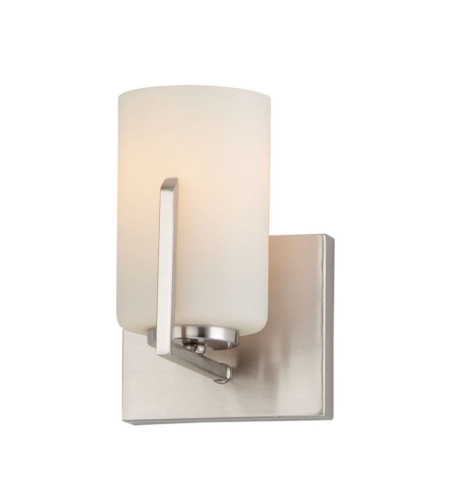 Modernist Inspired Satin Nickel Wall Sconce with White Glass