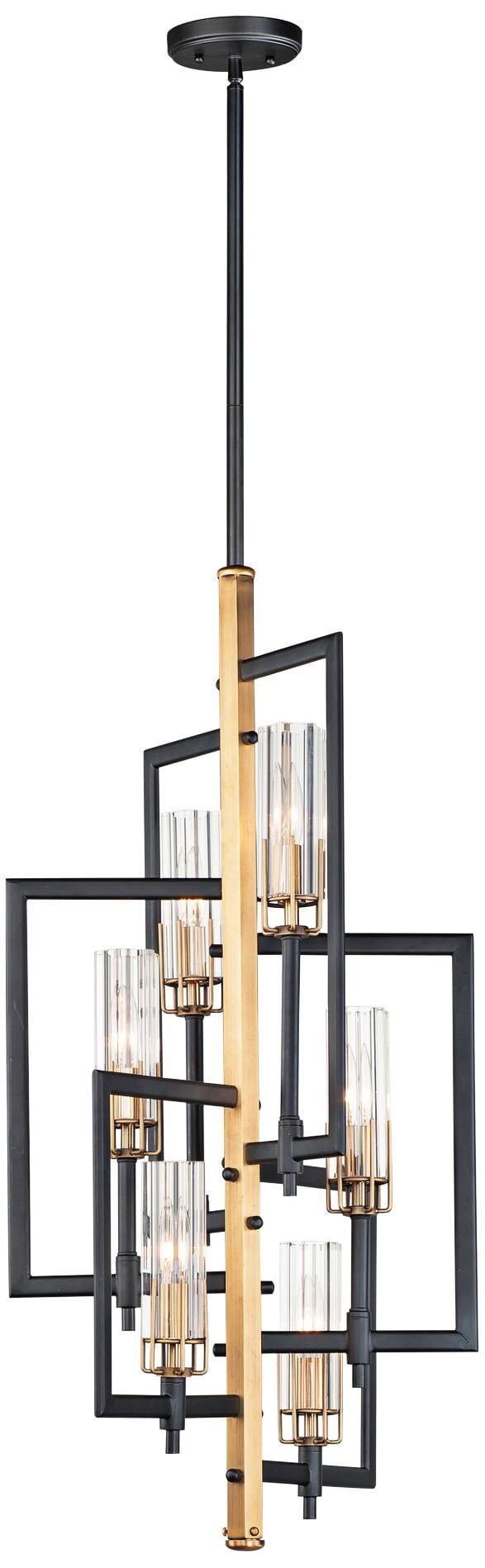 Flambeau 6-Light Pendant with Clear Glass Shades and Black Antique Brass Finish