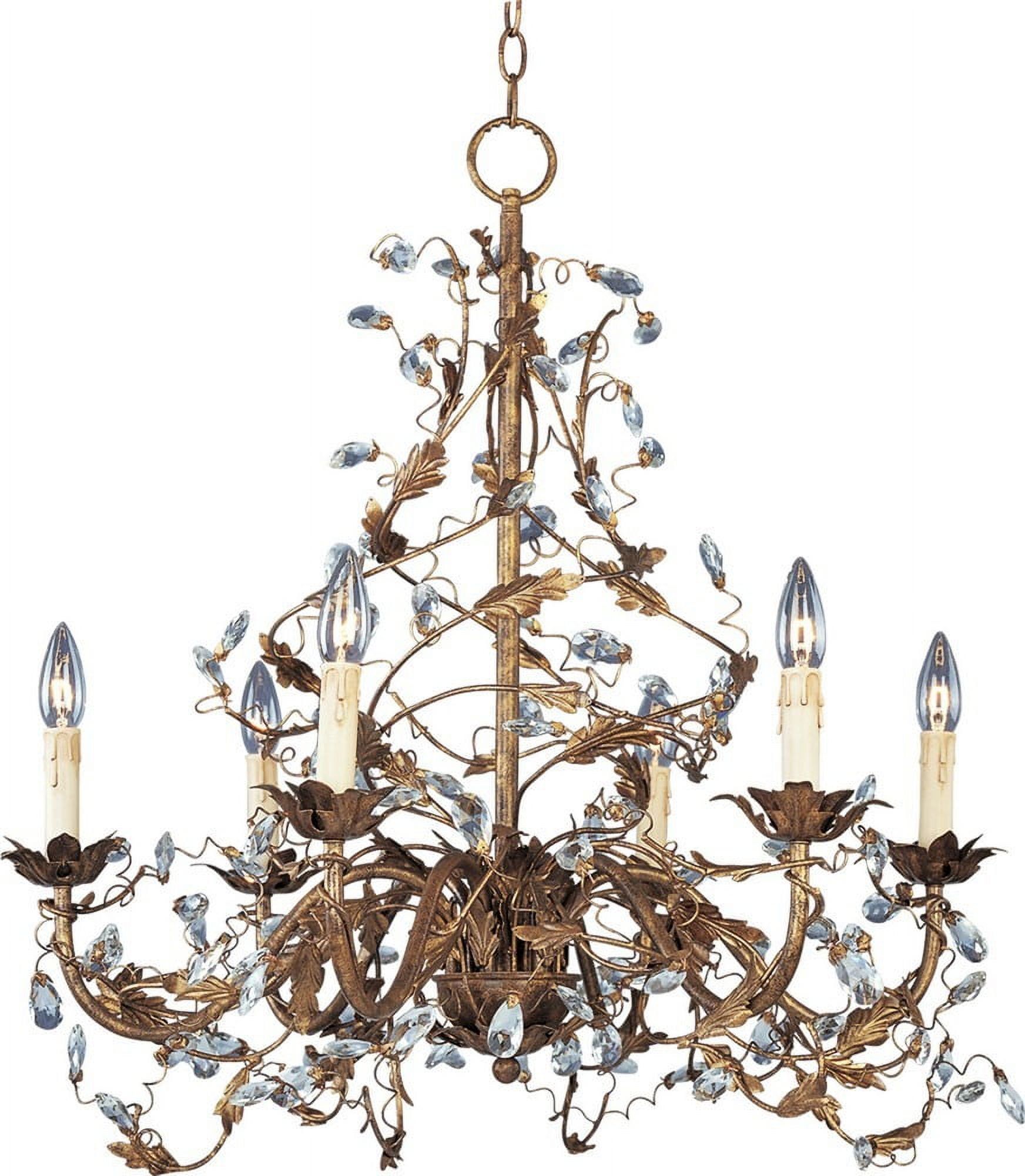 Etruscan Gold 6-Light Steel Chandelier with Crystals