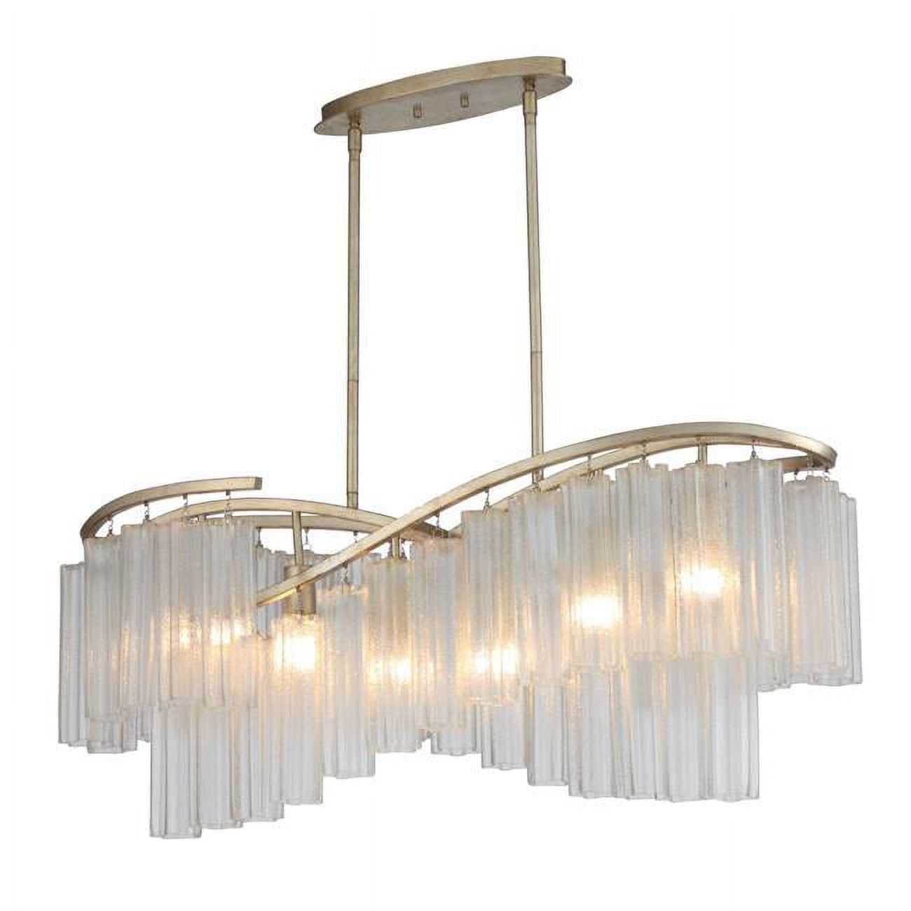 Victoria Golden Silver 6-Light Linear Glass Chandelier