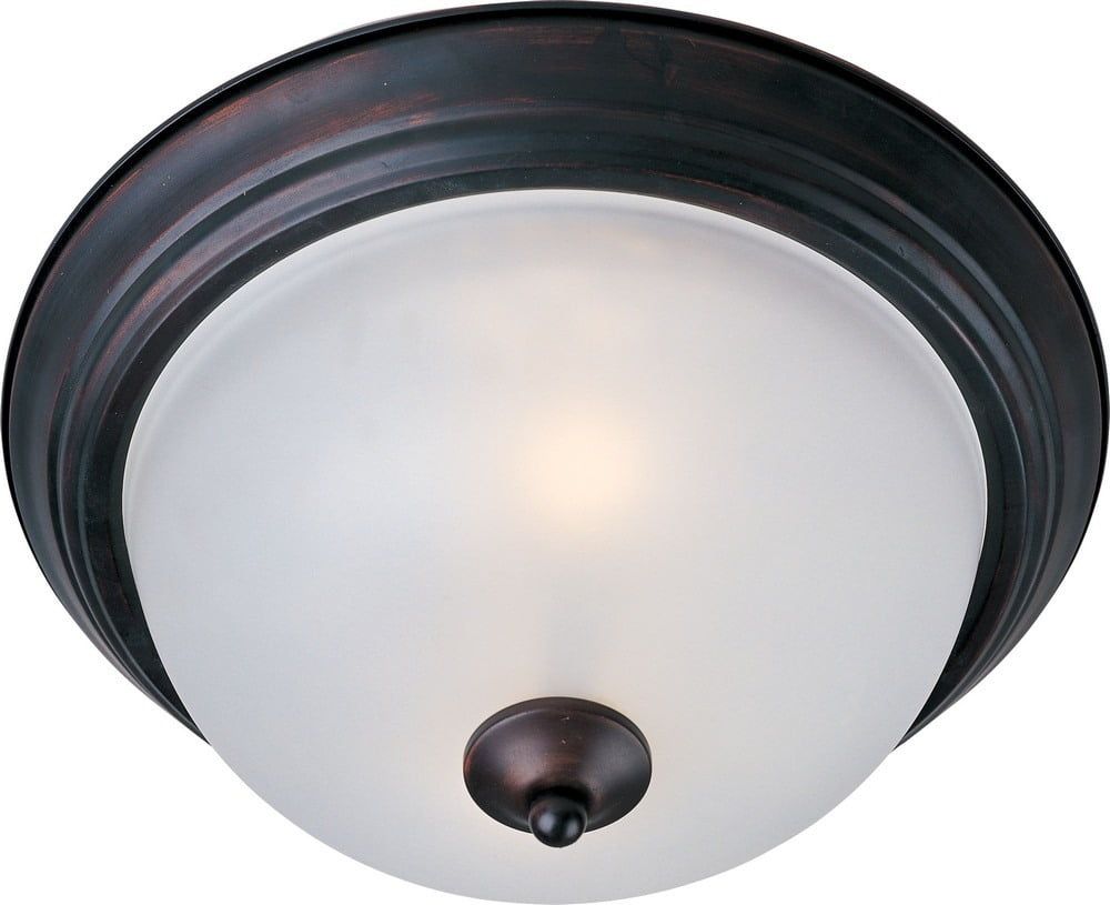 Maxim Essentials 15.5" Bronze & Glass Modern Flush Mount Light