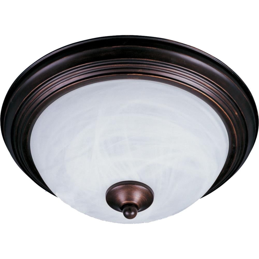 Essentials Satin Nickel 2-Light Flush Mount with Marble Glass