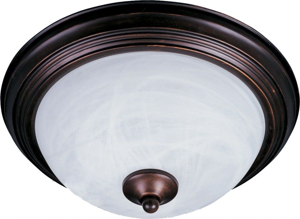 Oil Rubbed Bronze 2-Light Flush Mount with Marble Glass