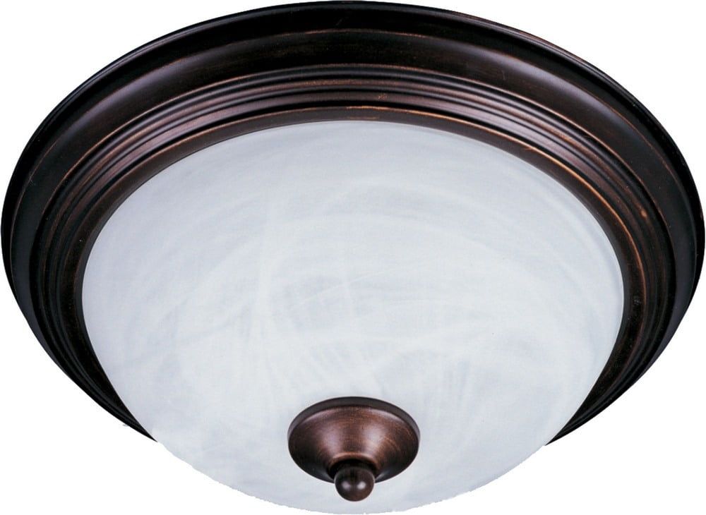Oil Rubbed Bronze 2-Light Flush Mount with Marble Glass
