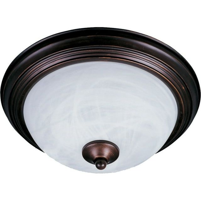 Oil Rubbed Bronze 2-Light Flush Mount with Marble Glass