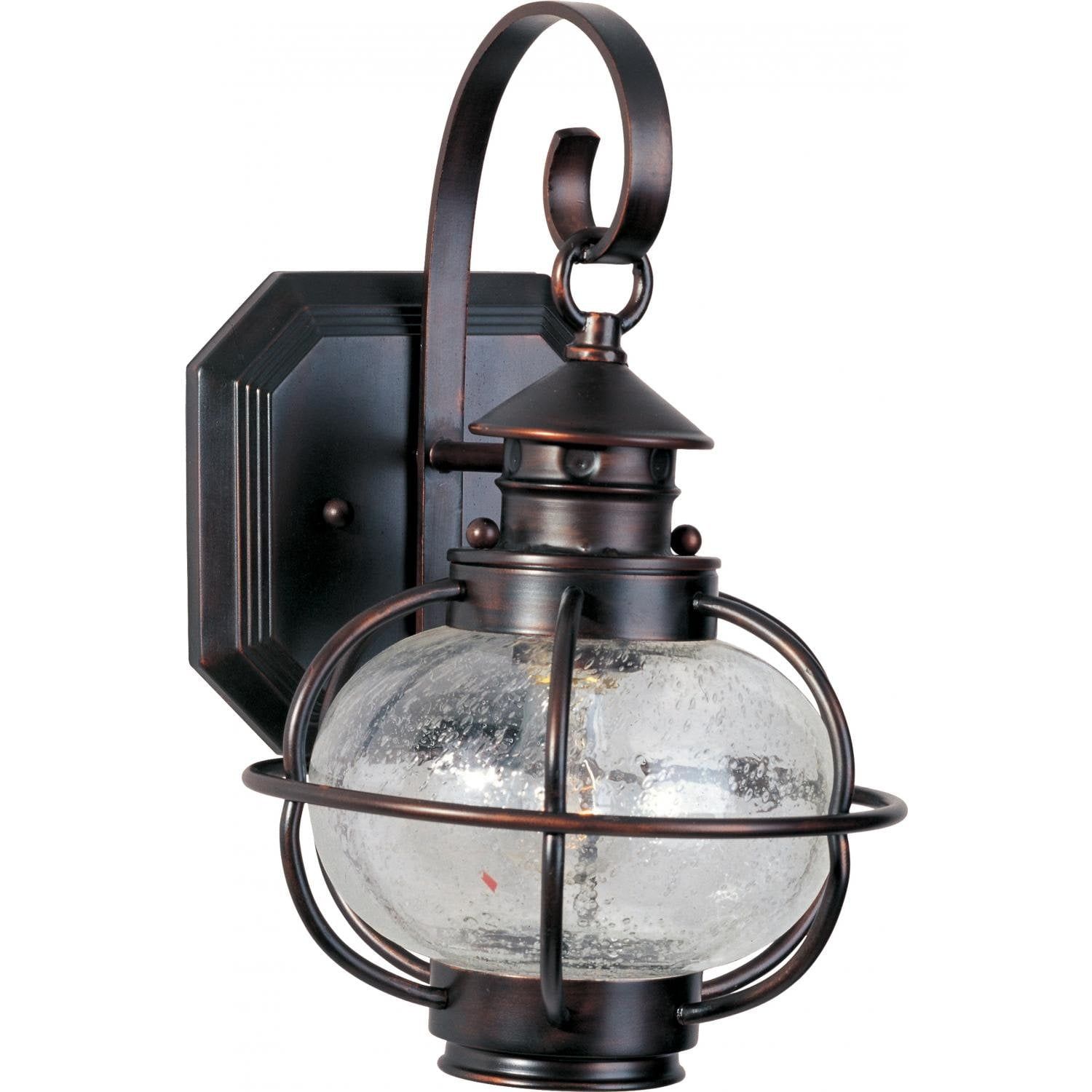 Oil Rubbed Bronze Seedy Glass Outdoor Wall Lantern