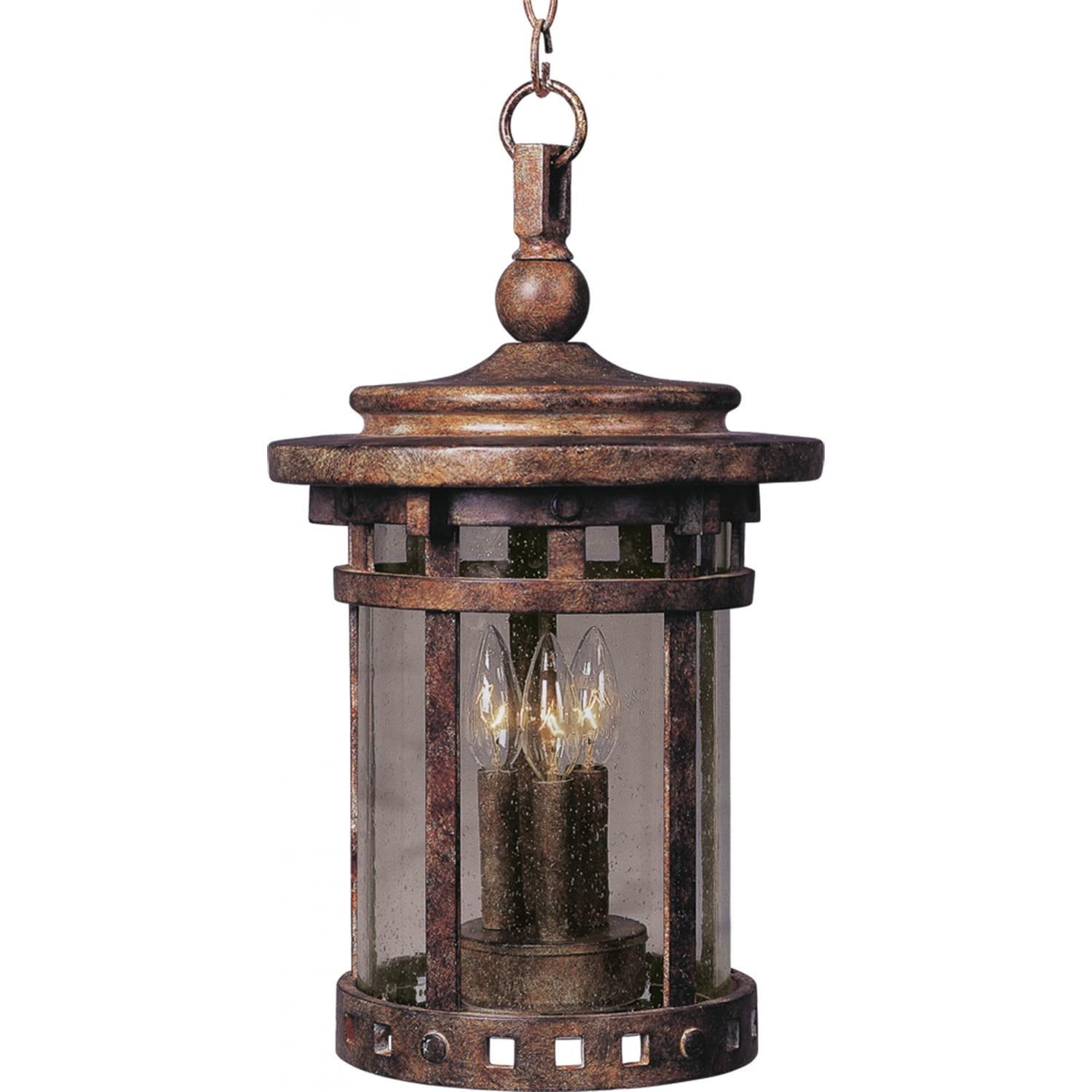 Santa Barbara Sienna Seedy Glass 3-Light Outdoor Hanging Lantern