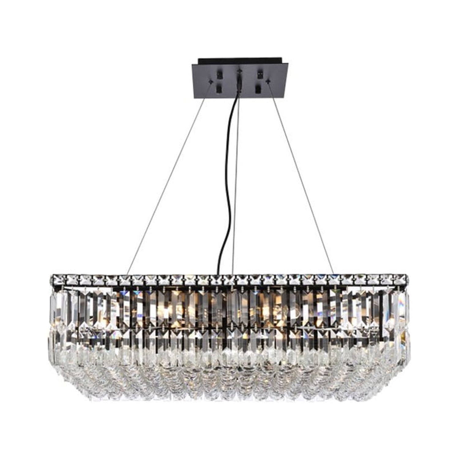 Elegant 12-Light Crystal and Metal Chandelier in Black