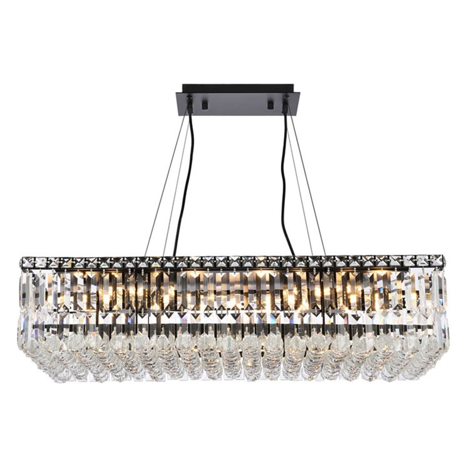 Maxime 32-Inch Black Crystal Rectangular Chandelier