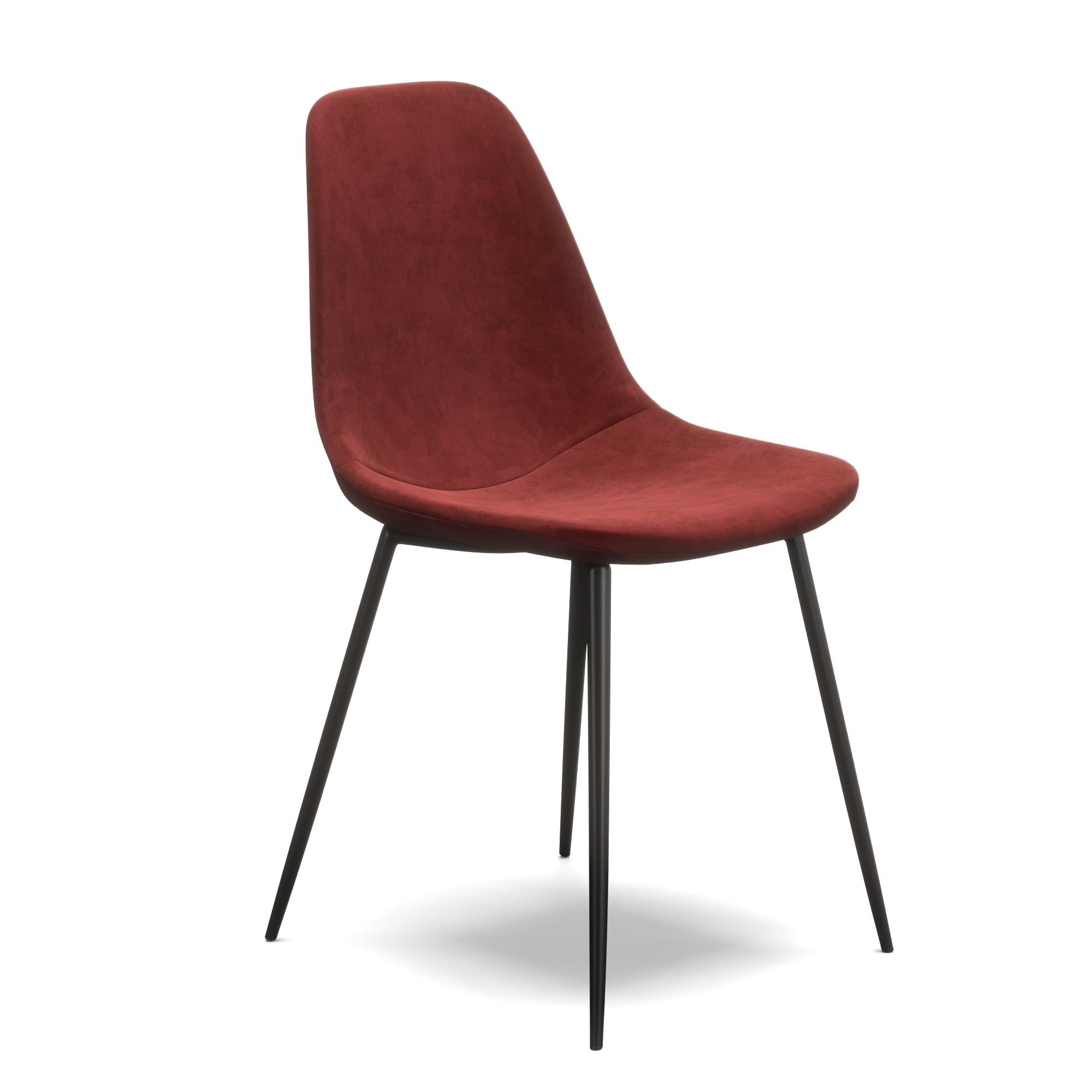 Claret Velvet Upholstered Side Chair with Metal Legs