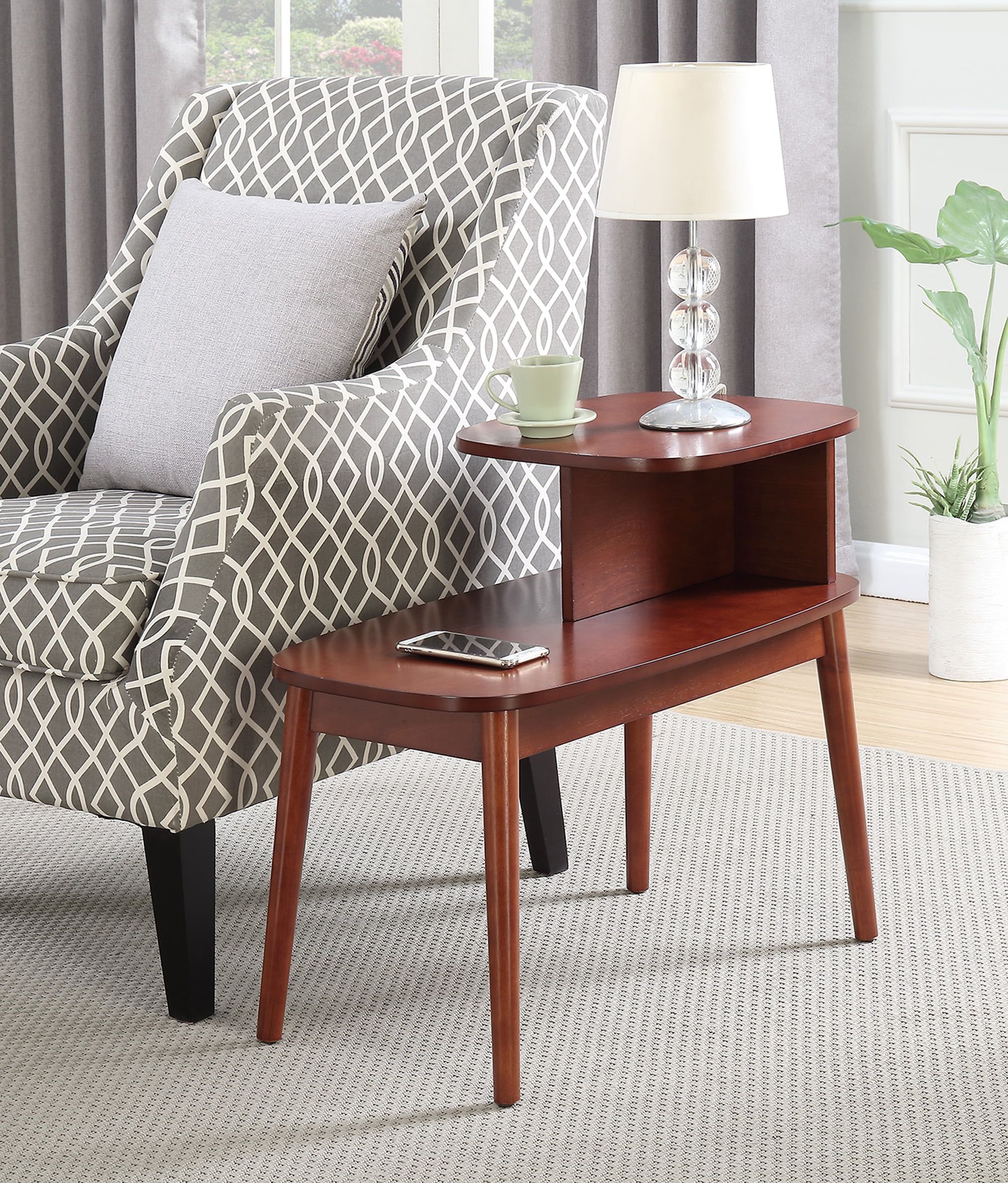 Maxwell 28" Mahogany Mid-Century 2-Tier End Table