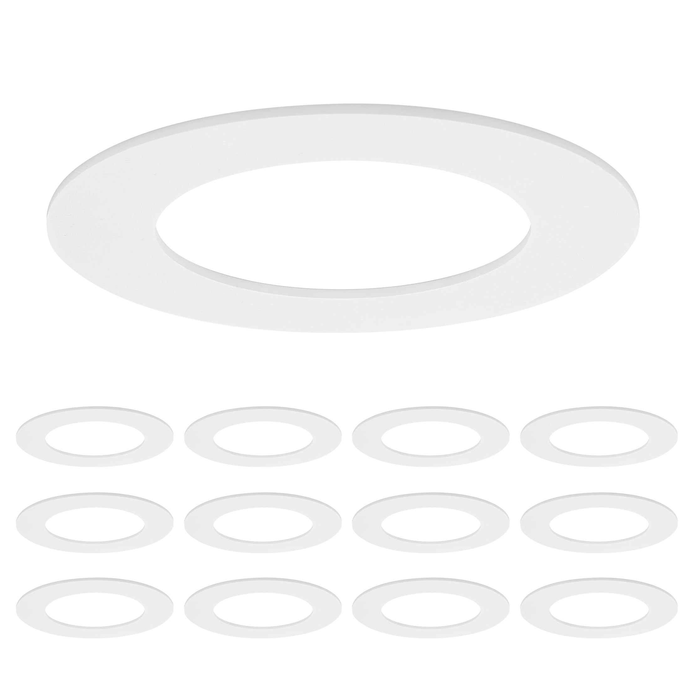 White Round Plastic Goof Rings for Recessed Lights, 6.7 Inch Diameter, 12 Pack