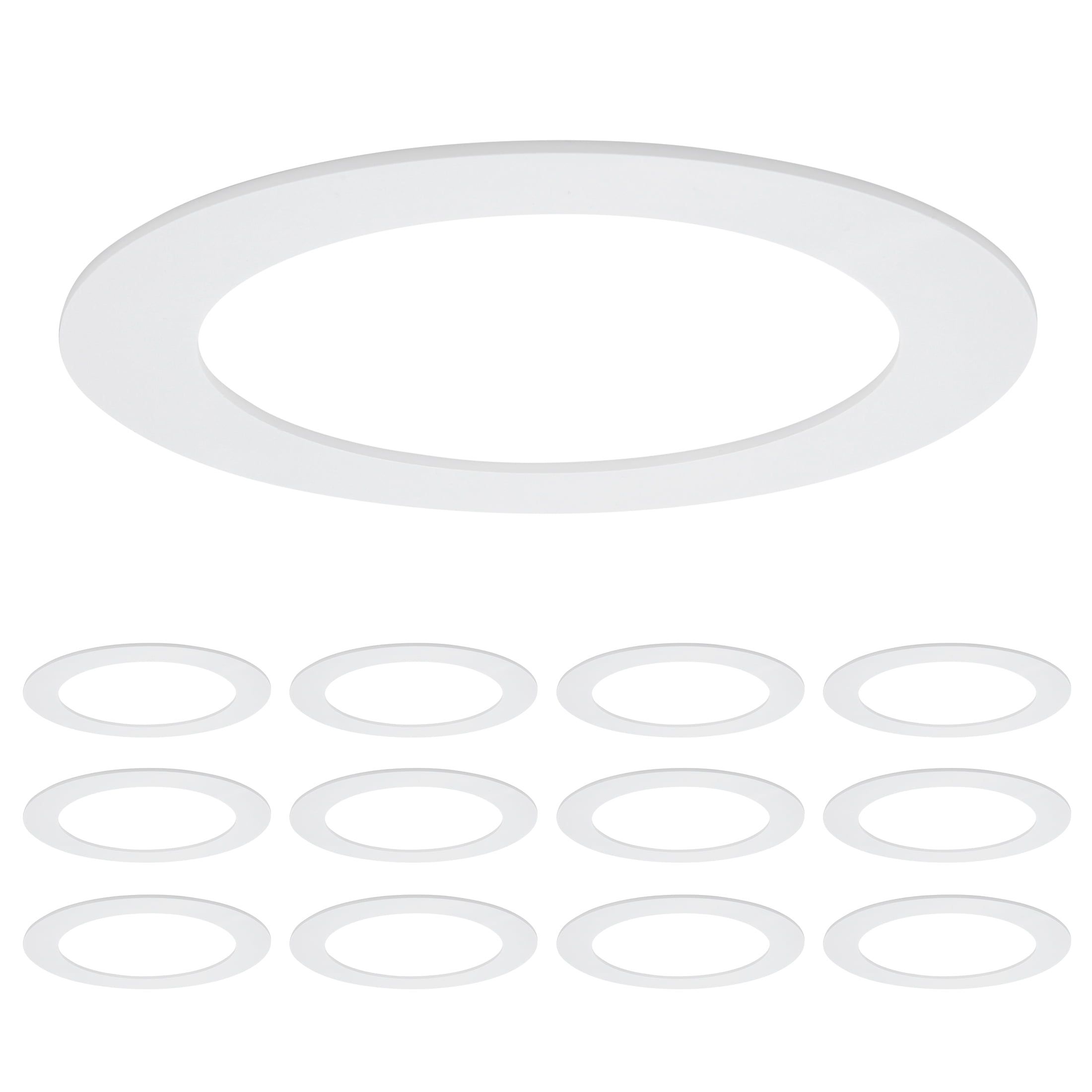 White Round Plastic Goof Rings for Recessed Lights, 8.6" Diameter, 12 Pack