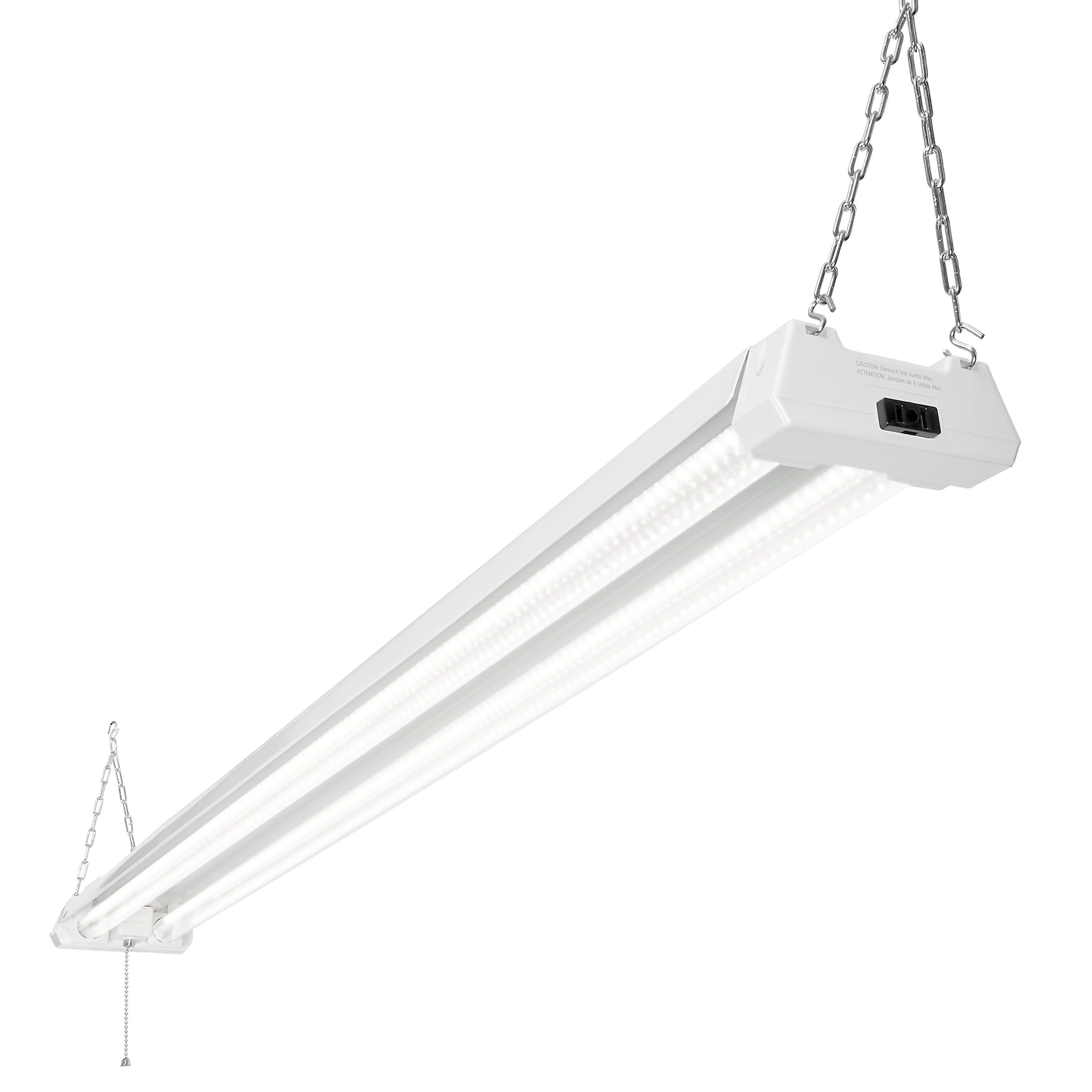 Maxxima 4 ft White Aluminum LED Shop Light with Pull Chain