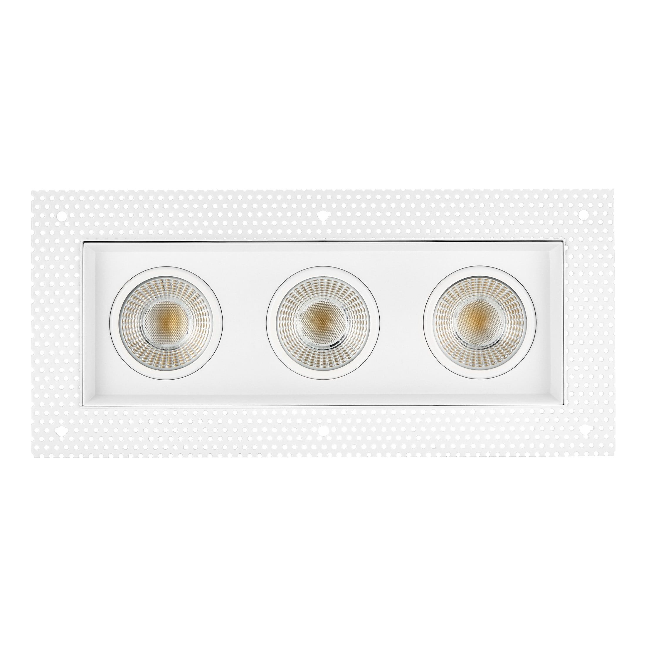 White Aluminum 3-Head LED Recessed Downlight