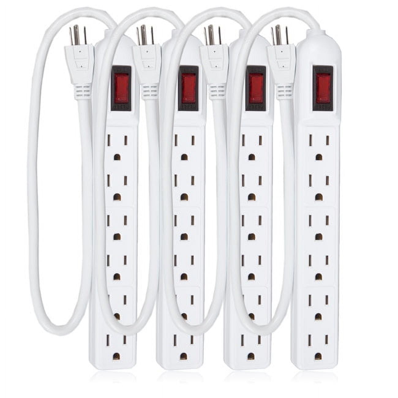 Maxxima White 6-Outlet Power Strip Surge Protector 4-Pack