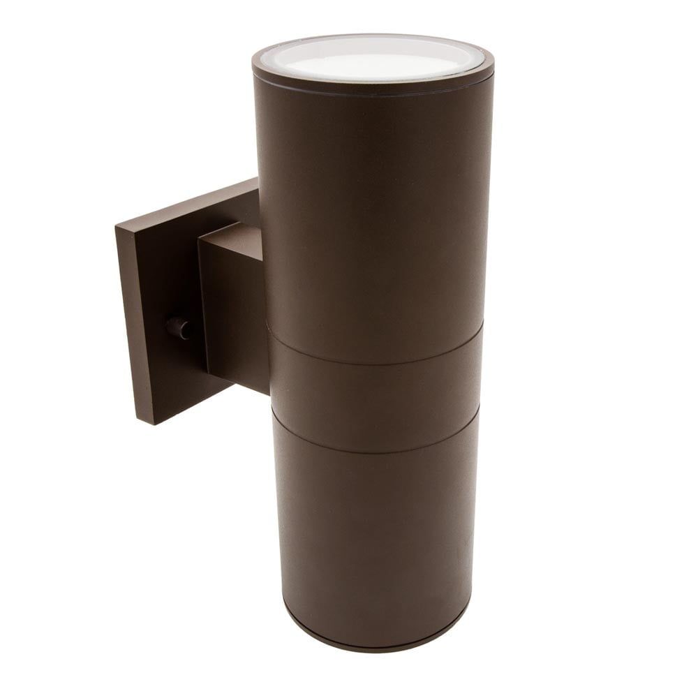 Brown Cylinder LED Outdoor Wall Sconce with Clear Glass