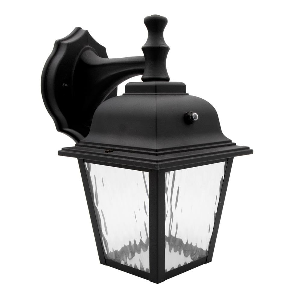 Black Aluminum LED Lantern Sconce with Water Glass