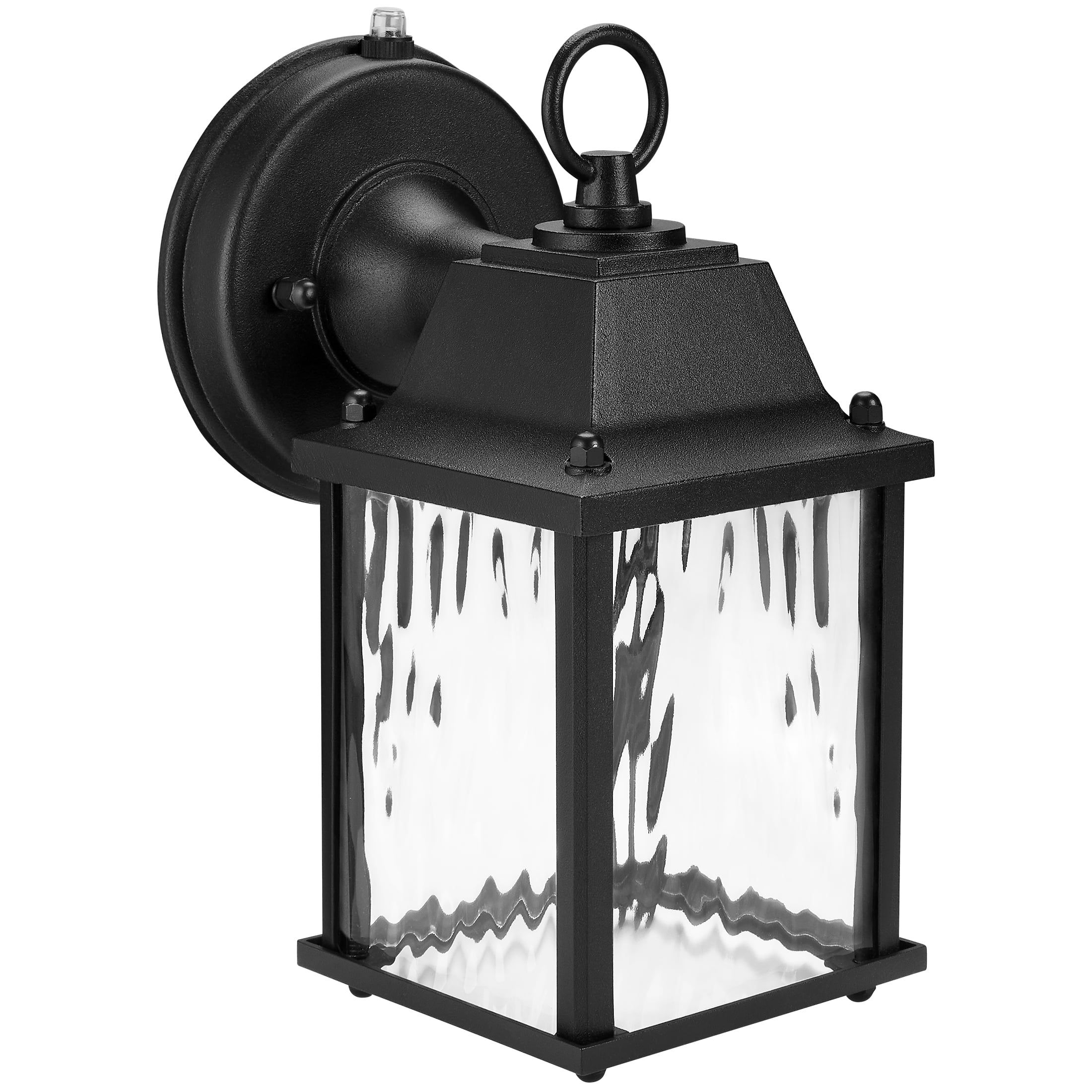 Black Aluminum LED Lantern Sconce with Clear Glass