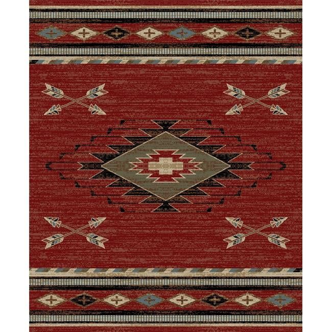 Red Rectangular Synthetic Southwestern Area Rug, 7'10" x 9'10"