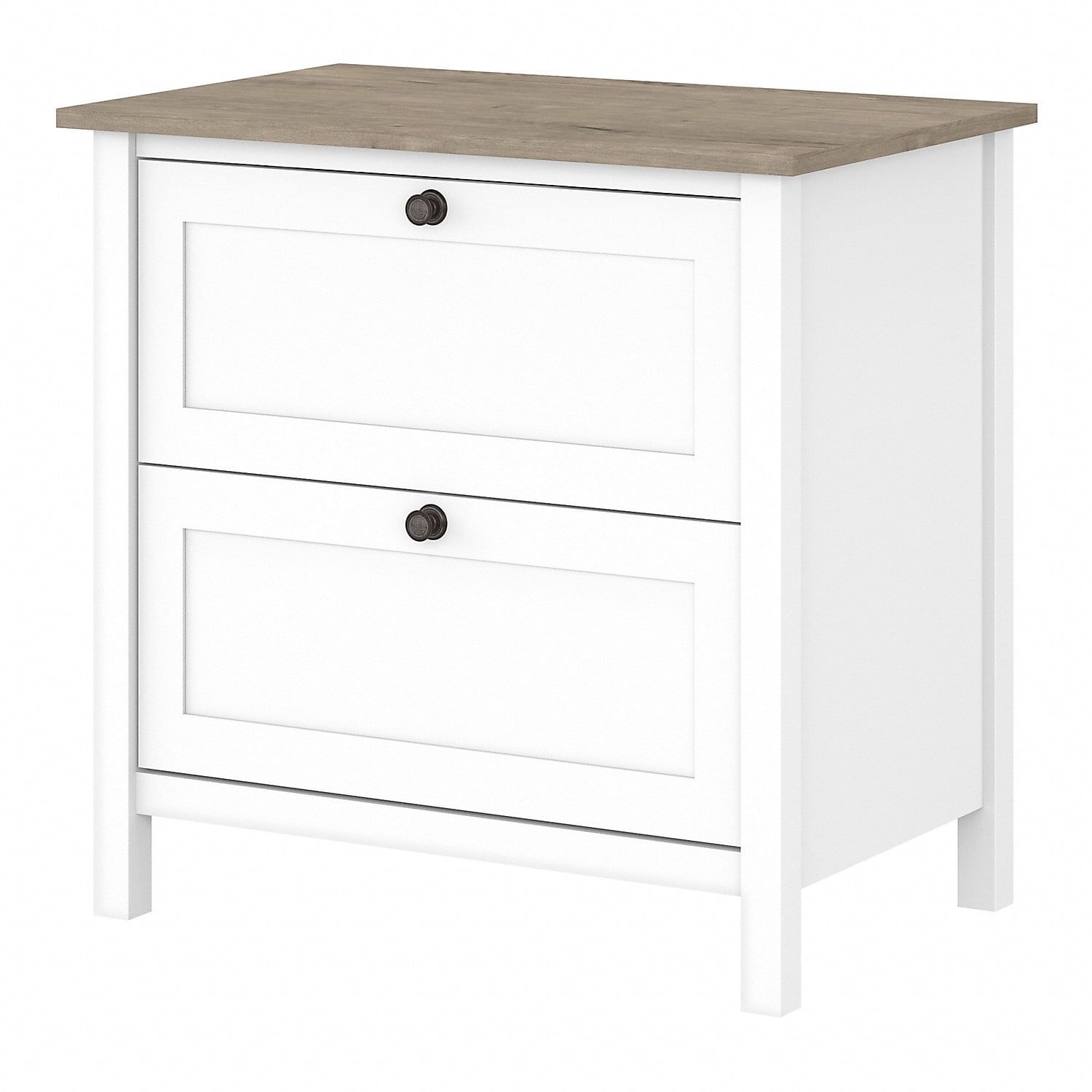 Mayfield 2 Drawer Shiplap Gray and White Lateral File Cabinet