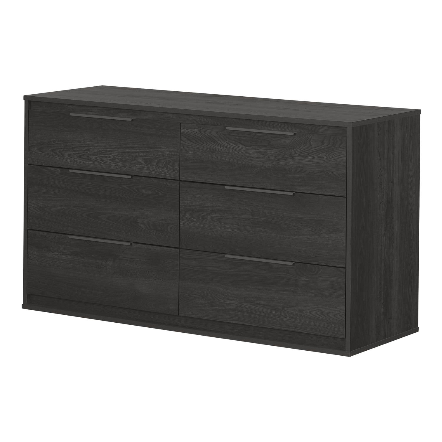 Gray Oak Double 6-Drawer Horizontal Dresser