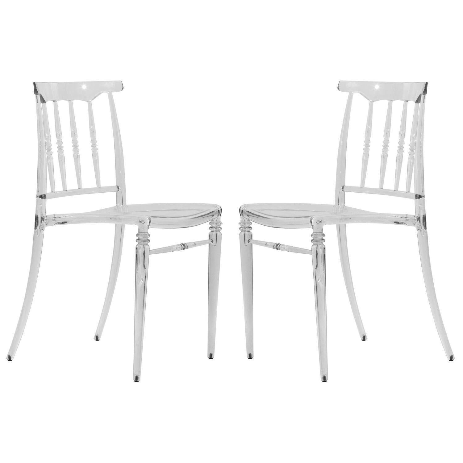 Elegant Spindle Clear Lucite Modern Dining Chair Set