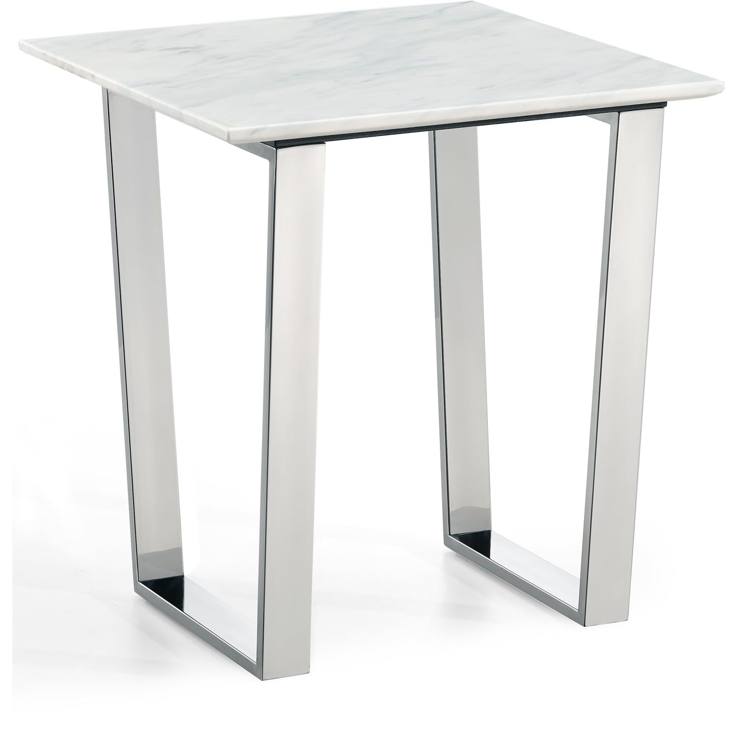 Carlton 20" Contemporary Chrome & Stone Square End Table