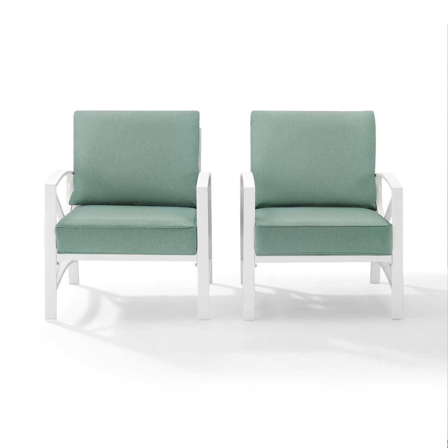 Kaplan 2-Piece Green and White Steel Outdoor Armchair Set