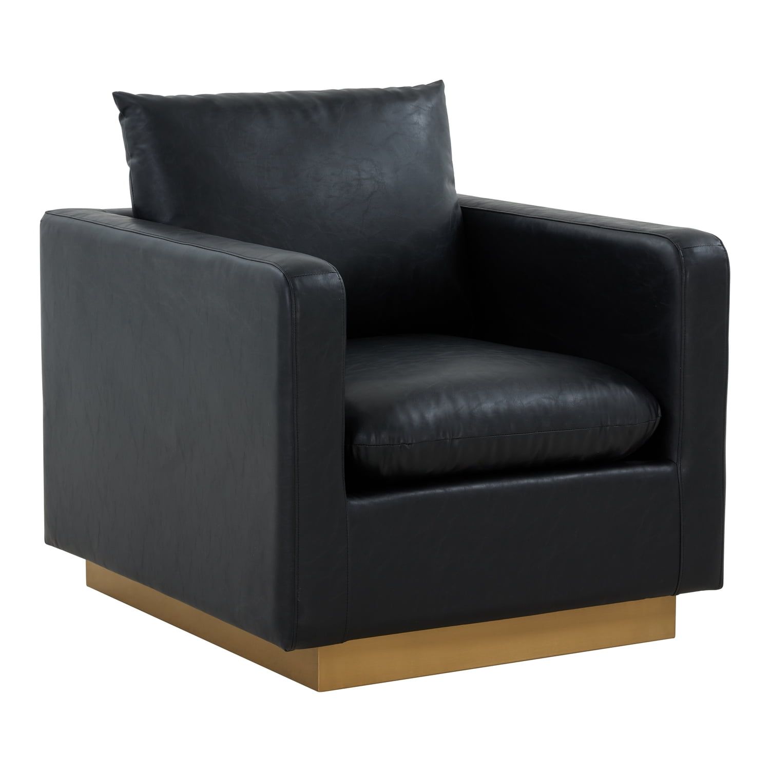 Nervo Black Leather Accent Chair with Gold Base