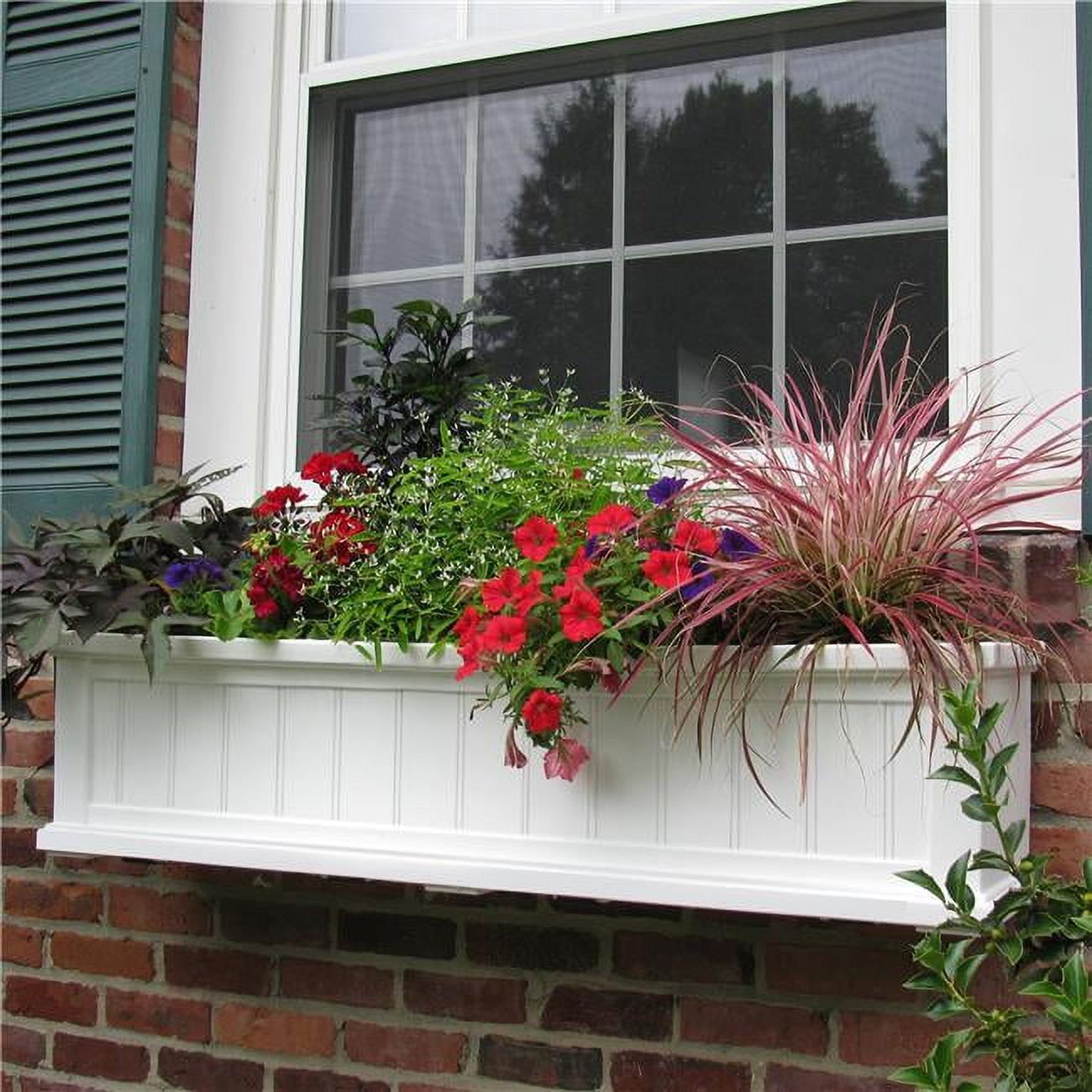 Cape Cod 48" White Polyethylene Self-Watering Window Box Planter