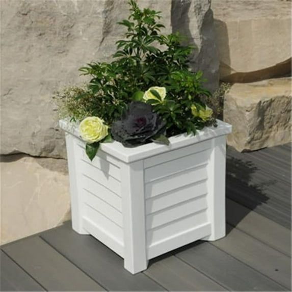 Lakeland 16" Square White Polyethylene Self-Watering Outdoor Planter