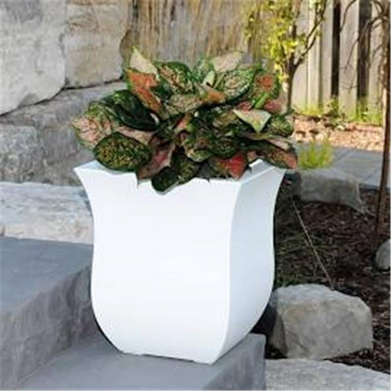 Valencia Modern Tulip White Polyethylene 16x16 Planter