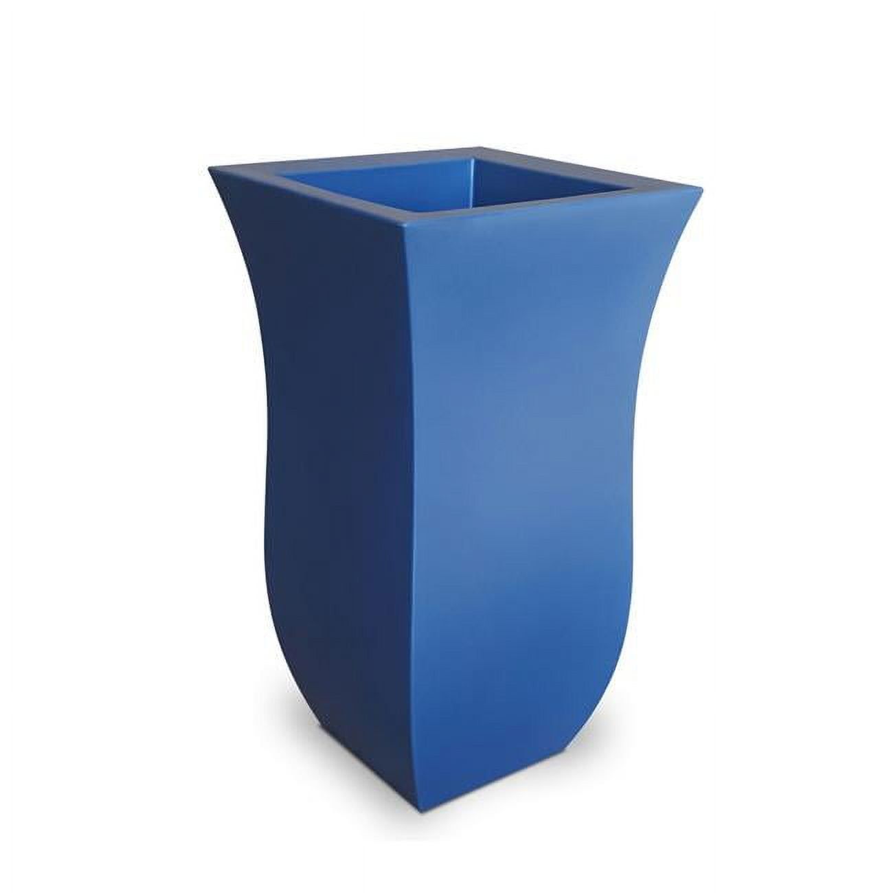 Valencia Neptune Blue Tulip-Shaped Tall Polyethylene Planter