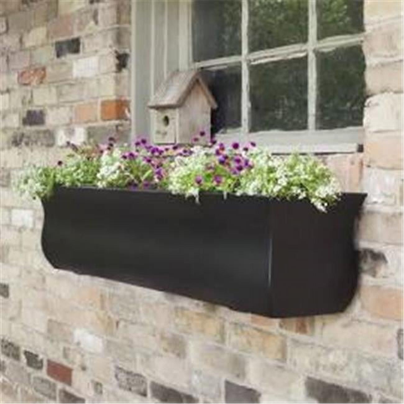 Valencia Black 48" Self-Watering Polyethylene Window Box