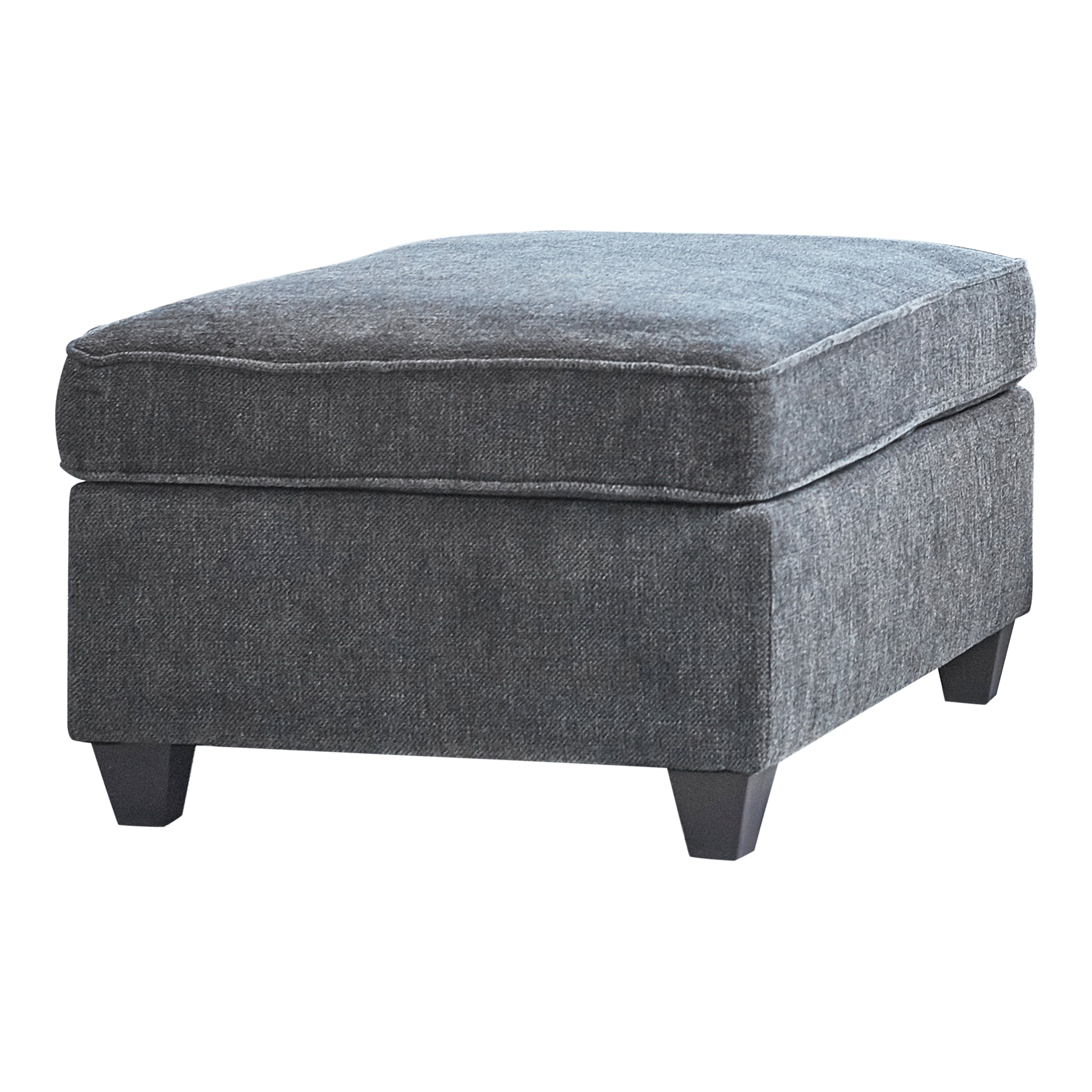 McCord Dark Gray Chenille Upholstered Ottoman with Tapered Legs