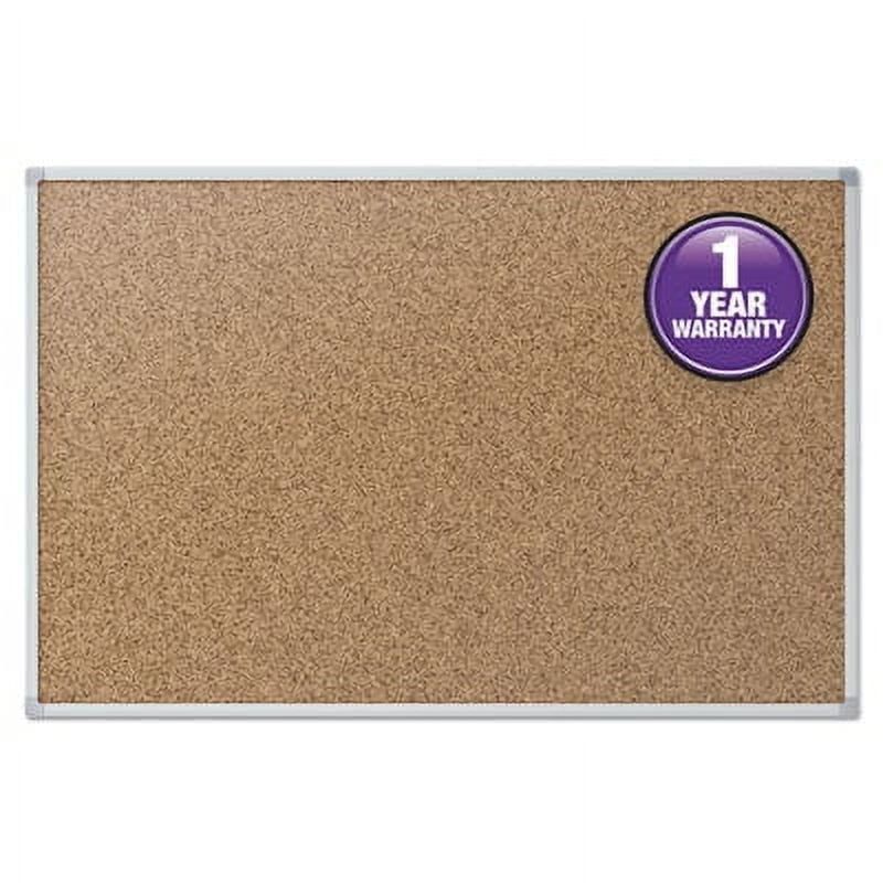 Classic Cork Bulletin Board with Silver Aluminum Frame, 36 x 24