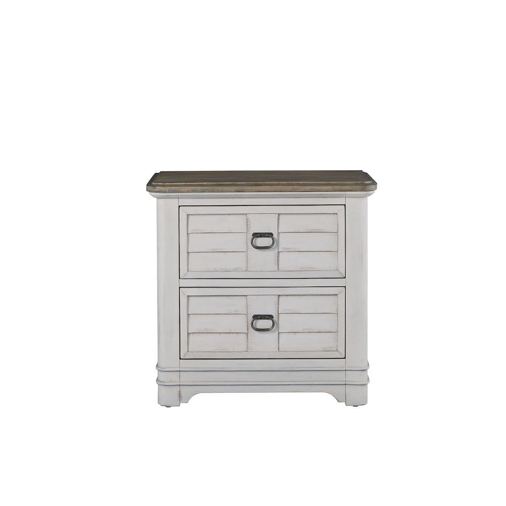 Meadowbrook White-Washed Wood Two Drawer Nightstand