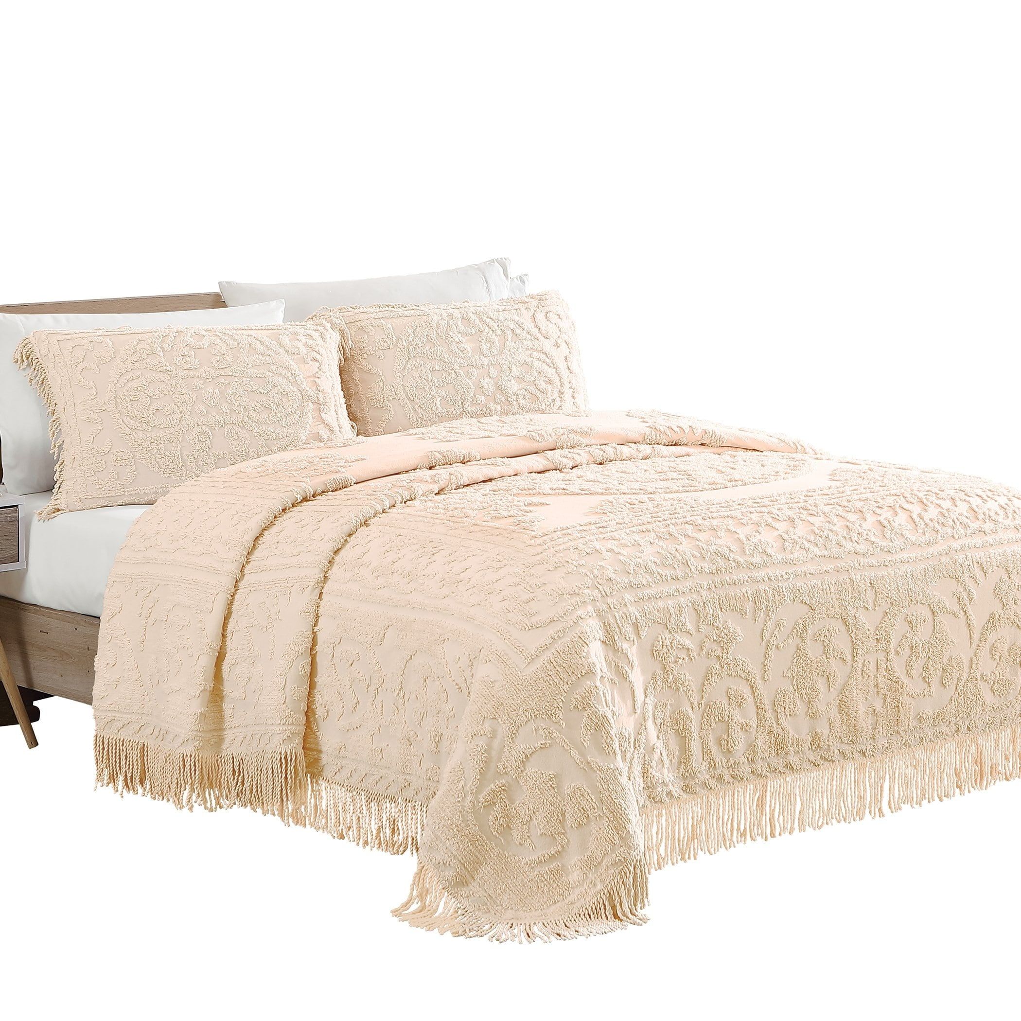 Gold Full Cotton Medallion Chenille Bedspread