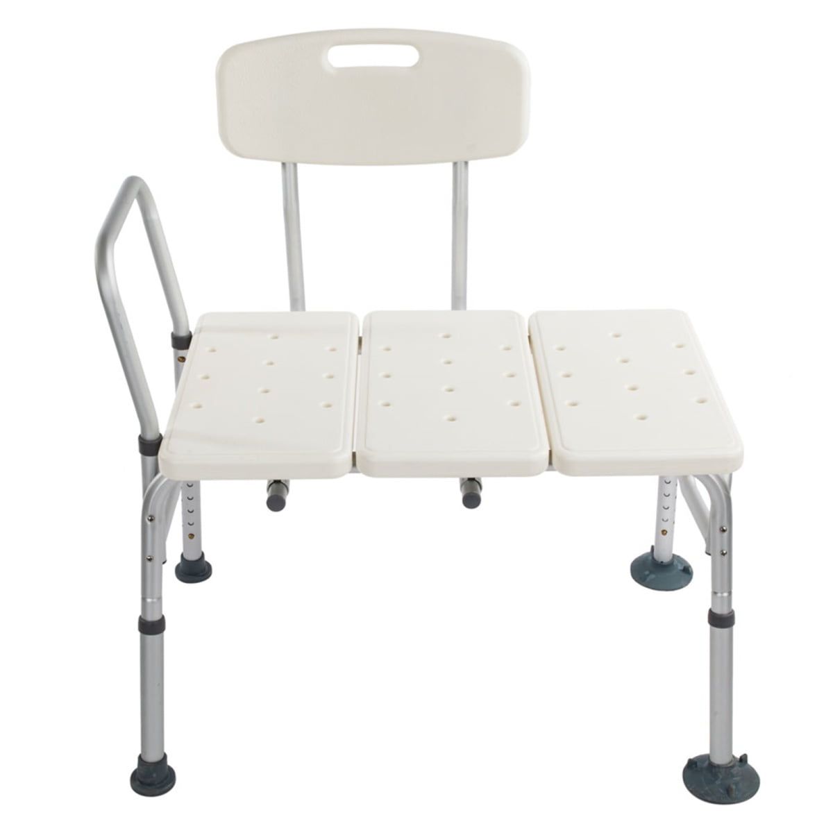 Adjustable White Plastic Tub Transfer Bench with Handles