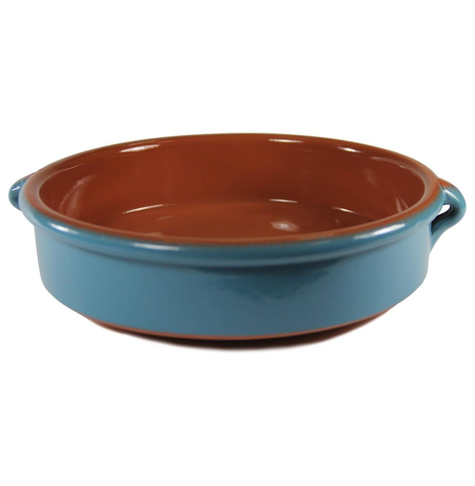 Mediterranean Blue Terra Cotta Round Cazuela - 9.5 Inch