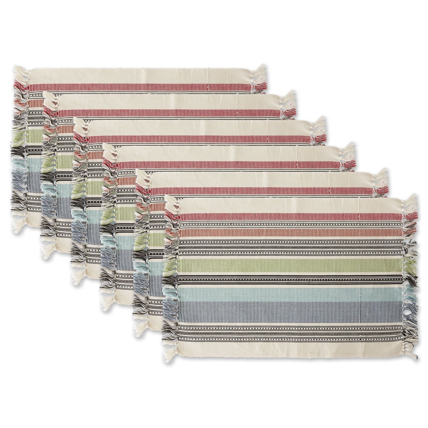 Mediterranean Stripe Multicolor Vinyl Placemat Set of 6