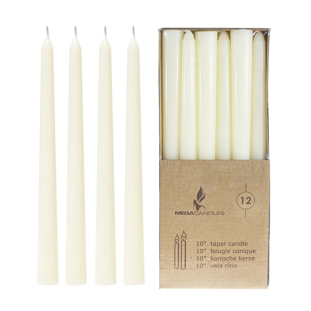 Ivory 10" Dripless Flameless Taper Candles Set of 12