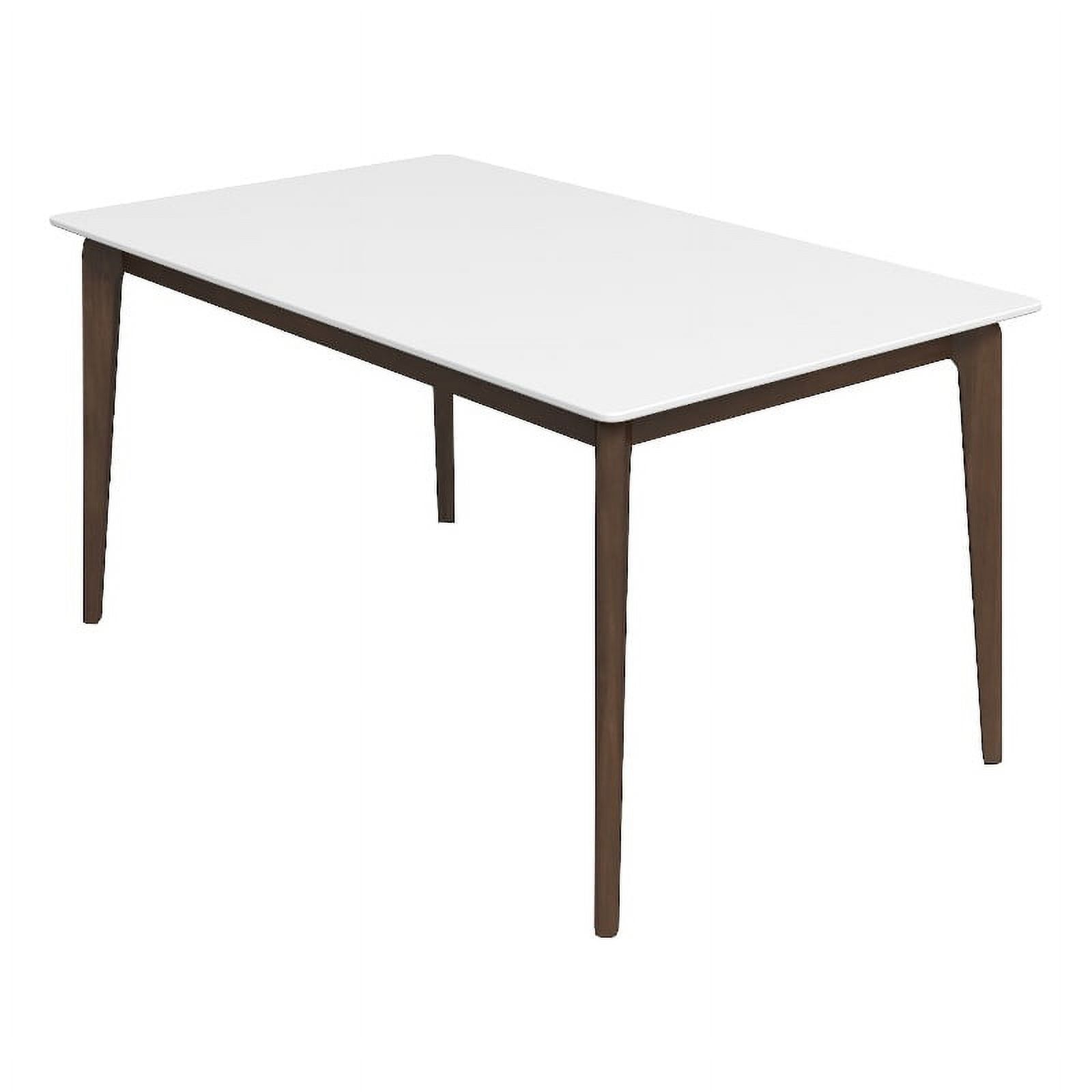 Mid-Century Modern White and Walnut Rectangular Dining Table