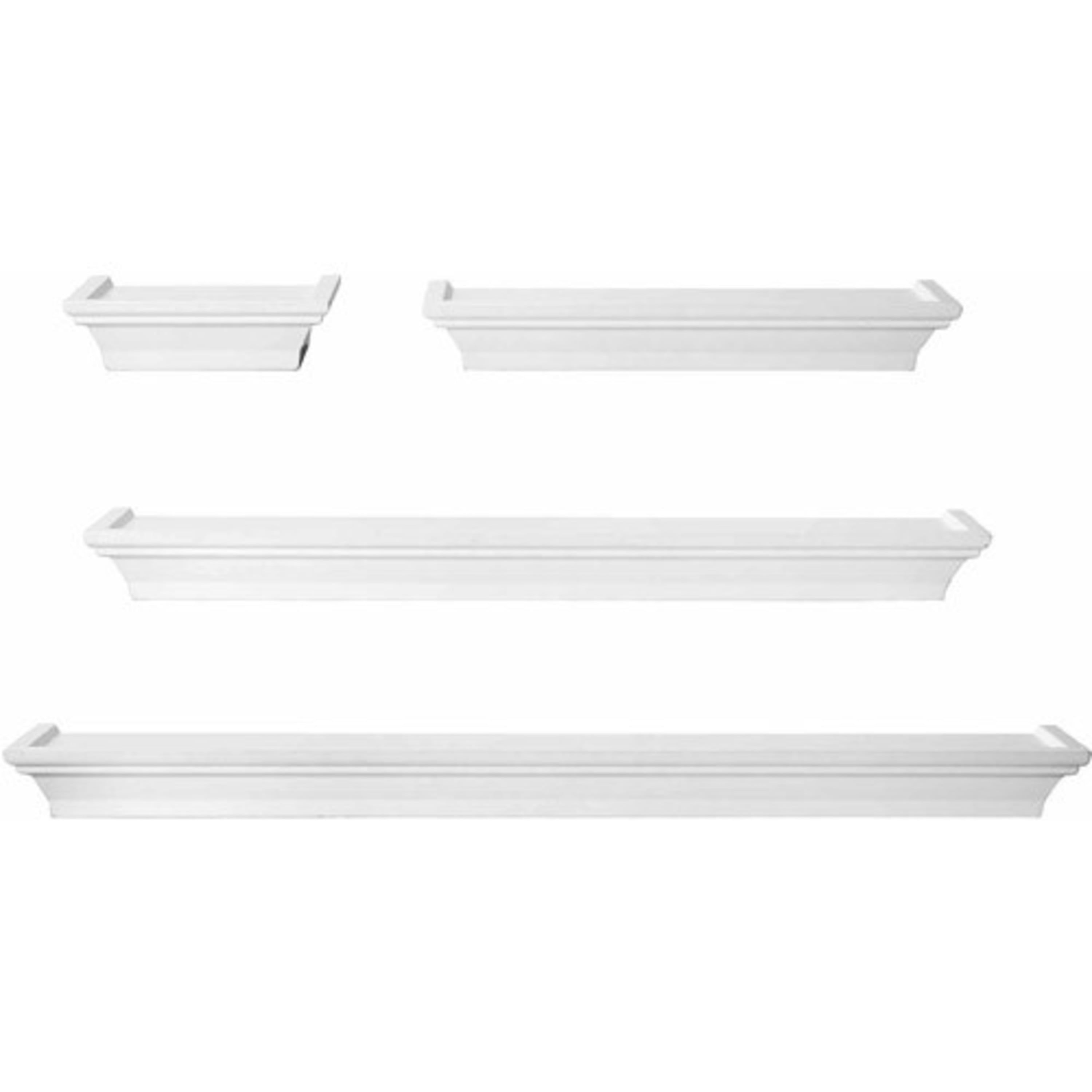 Classic White MDF Floating Wall Shelves Set of 4