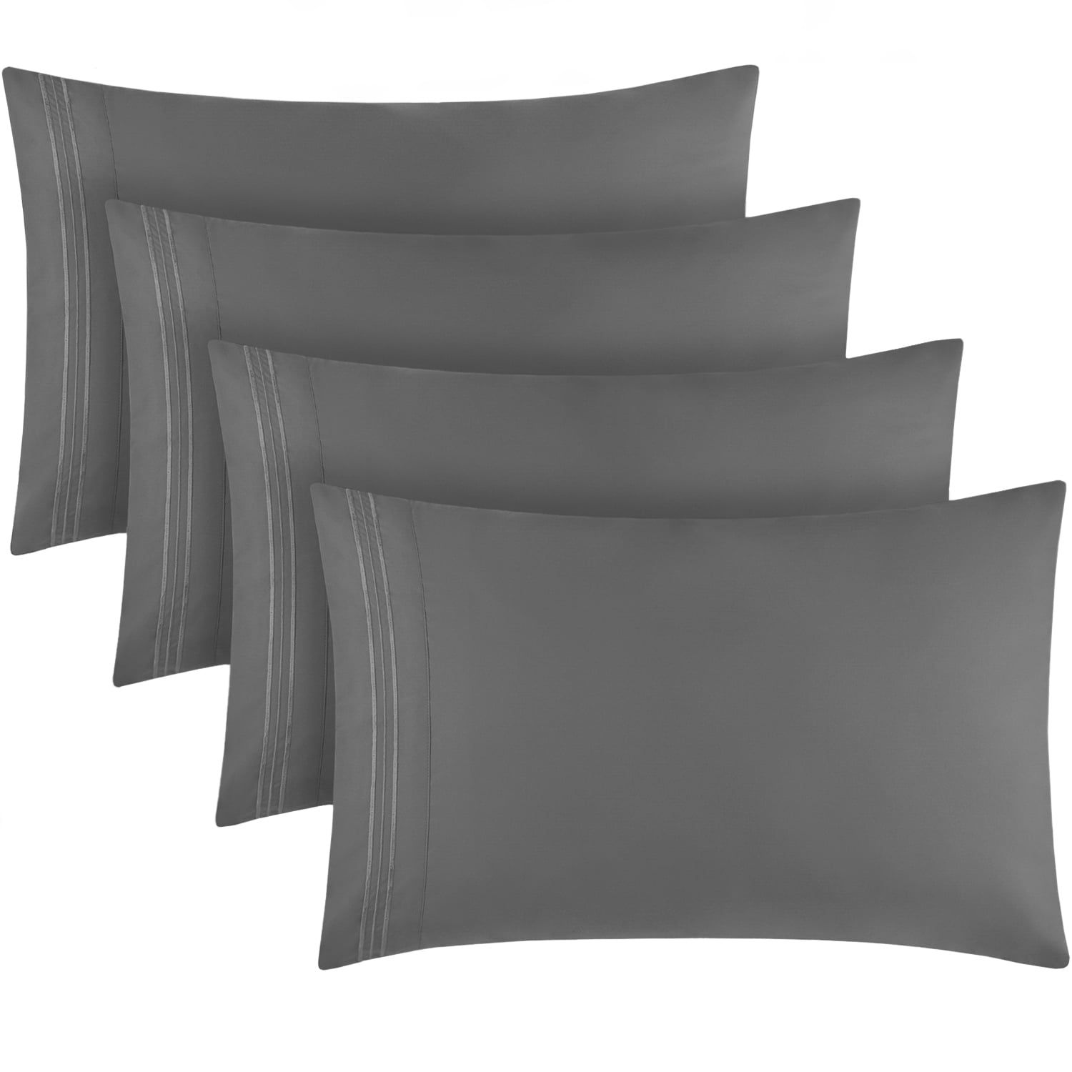 Gray Hypoallergenic Microfiber Standard Pillowcases Set of 4