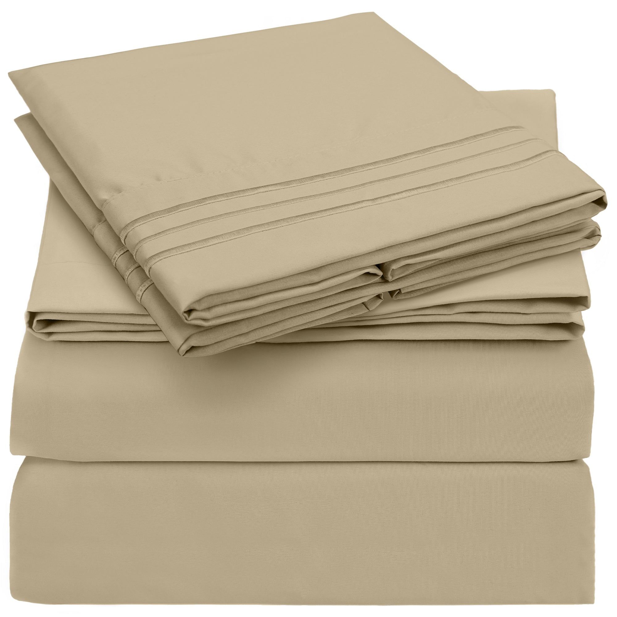 Beige Full Size Brushed Microfiber 4-Piece Sheet Set