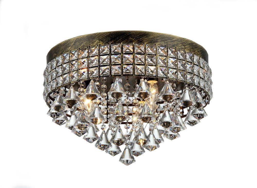 Elegant Bronze Drum 18" Crystal Chandelier with Antique Finish