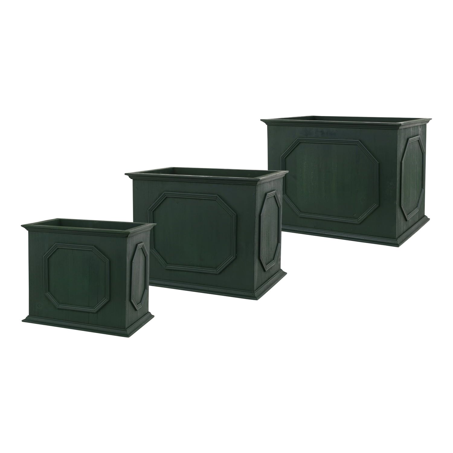 Green Wooden Rectangular Planter Box Set of 3